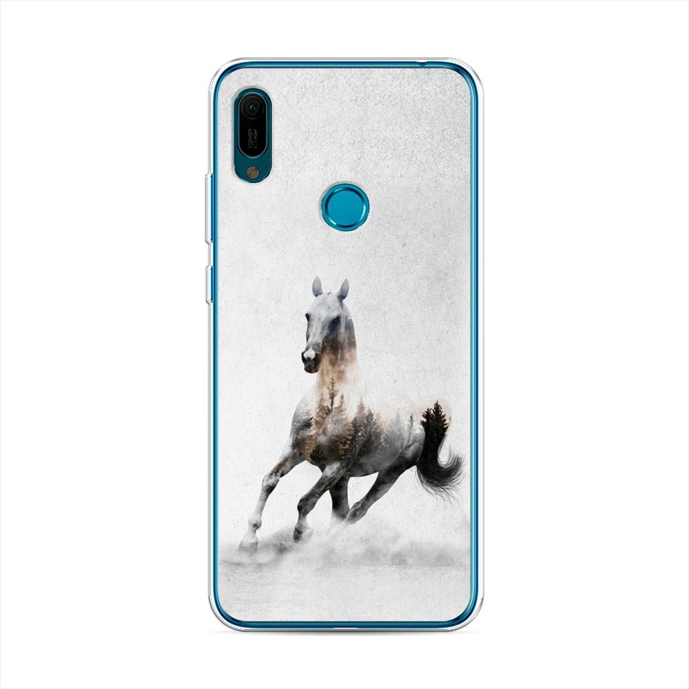 

Чехол Awog на Huawei Y6 2019 "Лошадь лес", Серый;черный, 68650-2