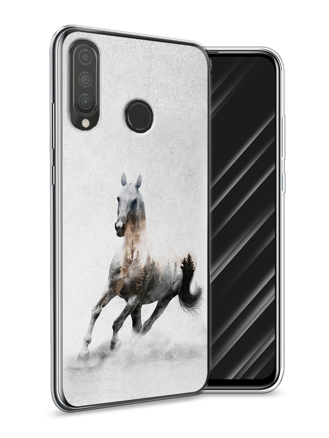

Чехол Awog на Huawei P30 Lite "Лошадь лес", Серый;черный, 67950-2