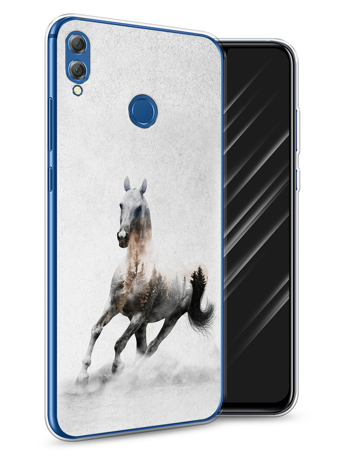 

Чехол Awog на Honor 8X "Лошадь лес", Серый;черный, 66750-2