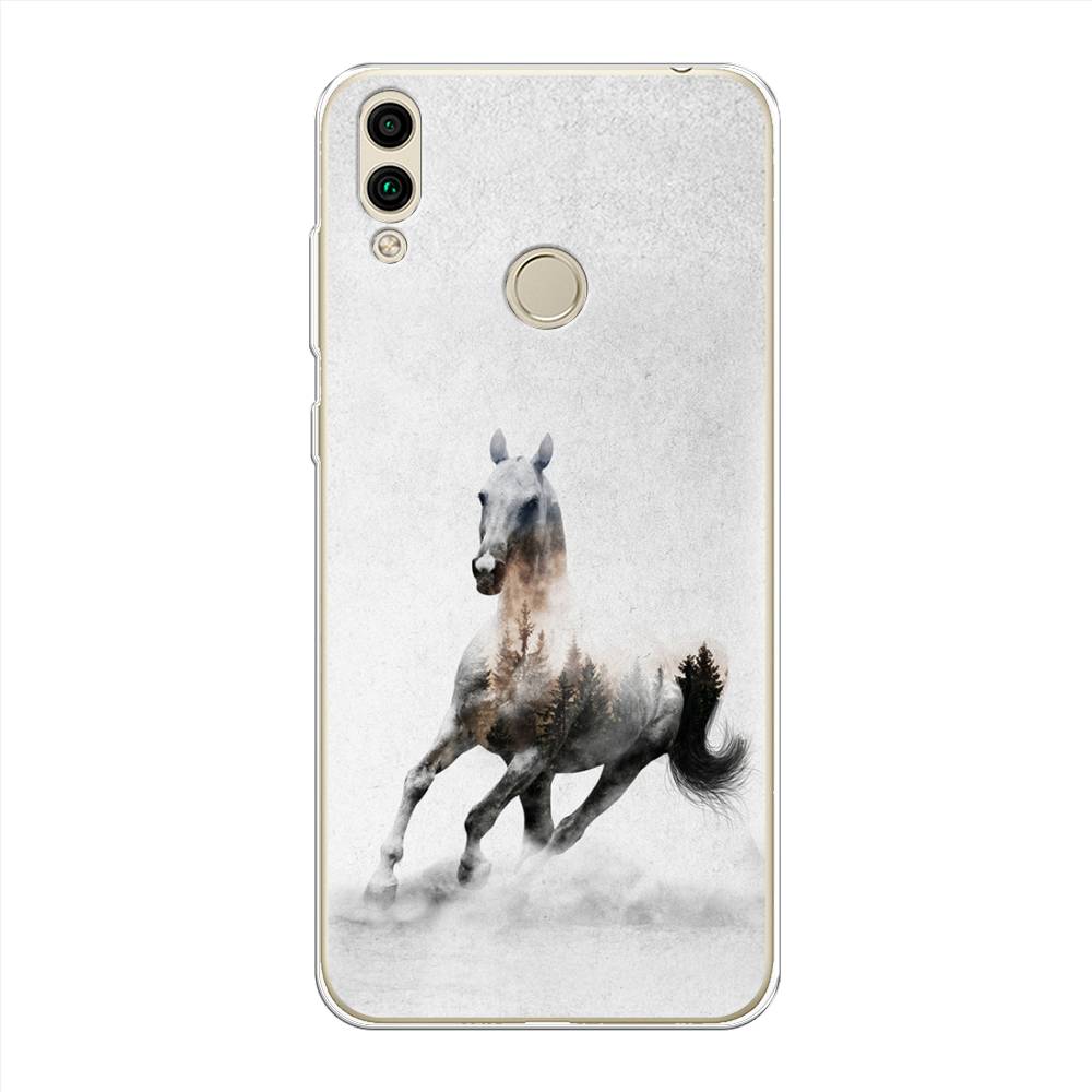 

Чехол Awog на Honor 8C "Лошадь лес", Серый;черный, 67150-2