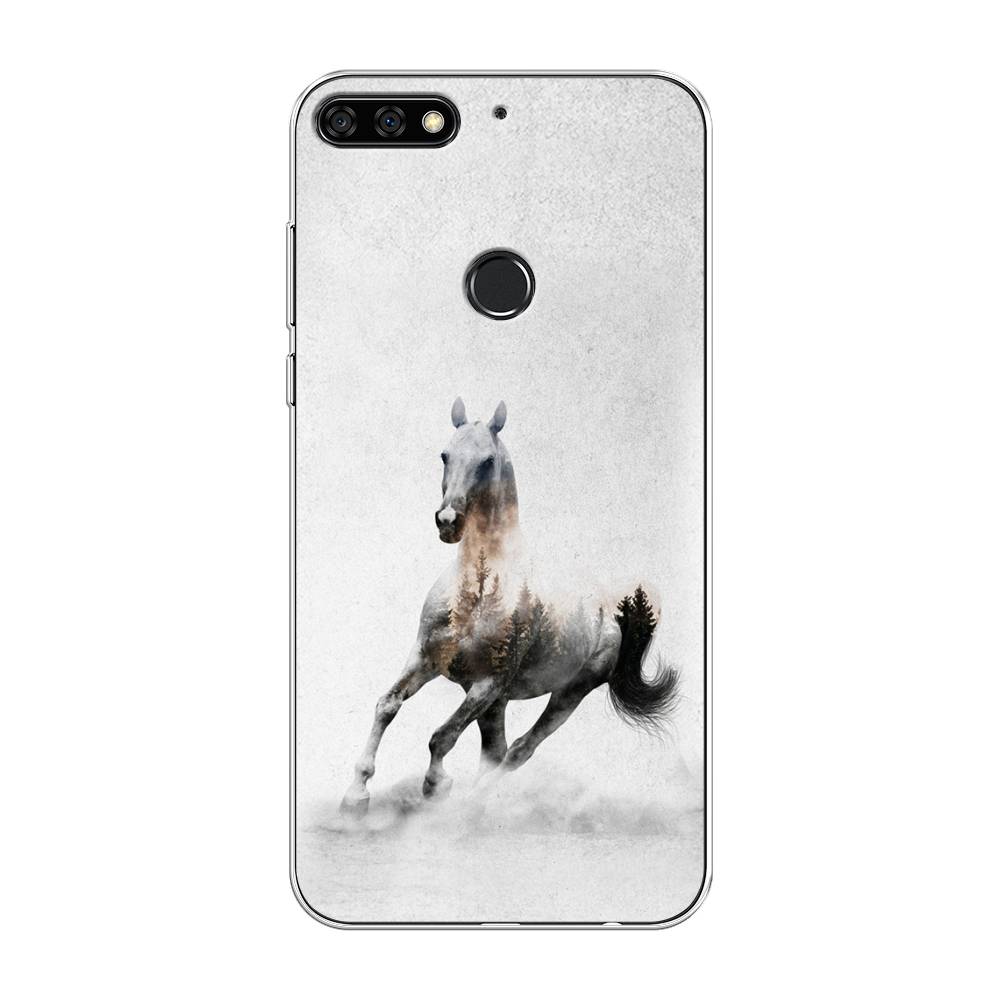 

Чехол Awog на Honor 7C Pro "Лошадь лес", Серый;черный, 65550-2