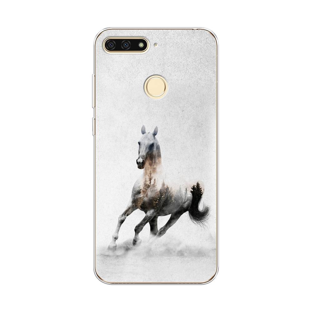 

Чехол Awog на Honor 7C "Лошадь лес", Серый;черный, 64550-2
