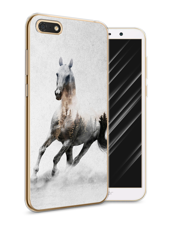 

Чехол Awog на Honor 7A "Лошадь лес", Серый;черный, 65250-2