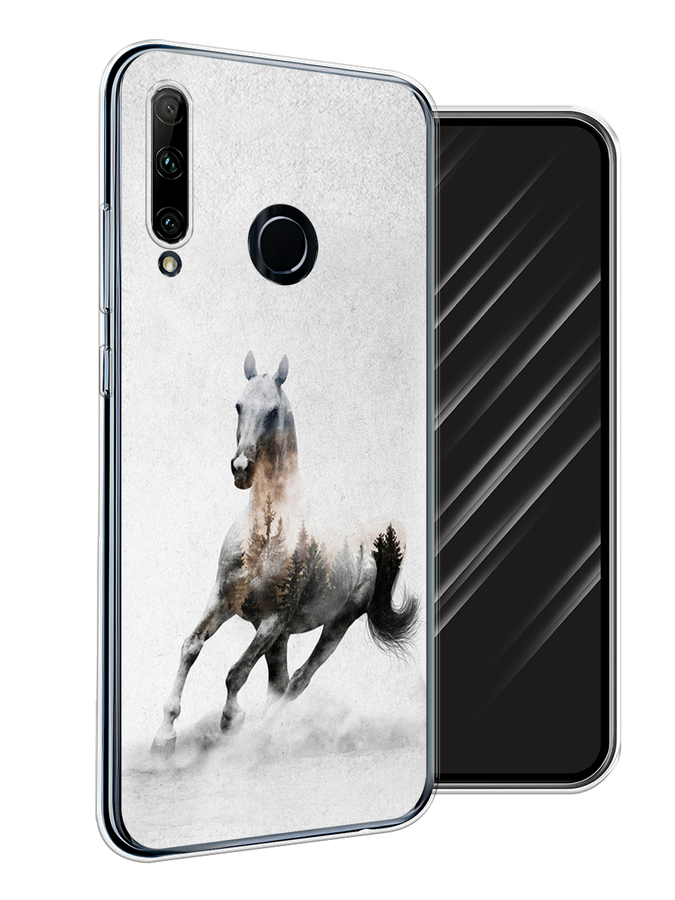 

Чехол Awog на Honor 20 Lite 2019 "Лошадь лес", Серый;черный, 68950-2