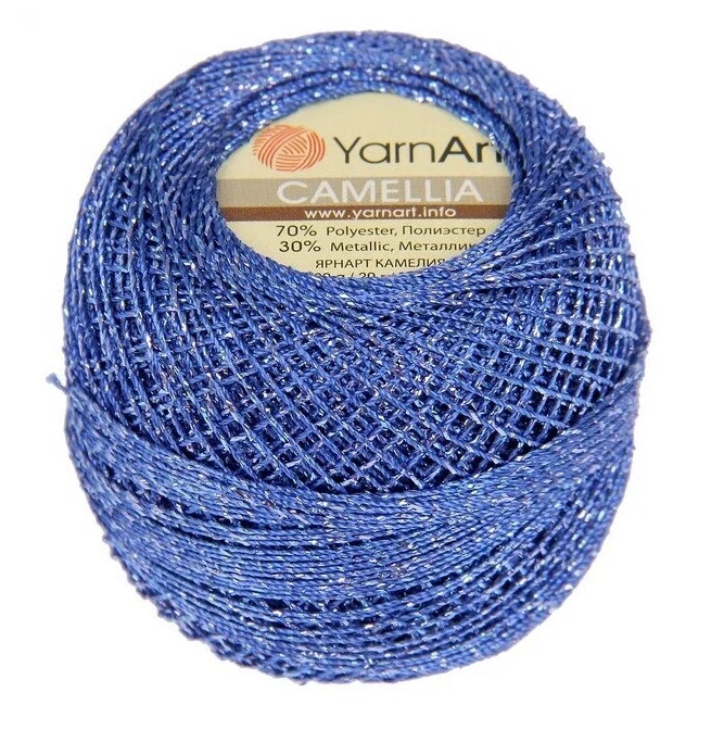 

Пряжа YarnArt Camelia 20гр 190м (70% полиэстер, 30% металлик) (428 василек/серебро), Синий