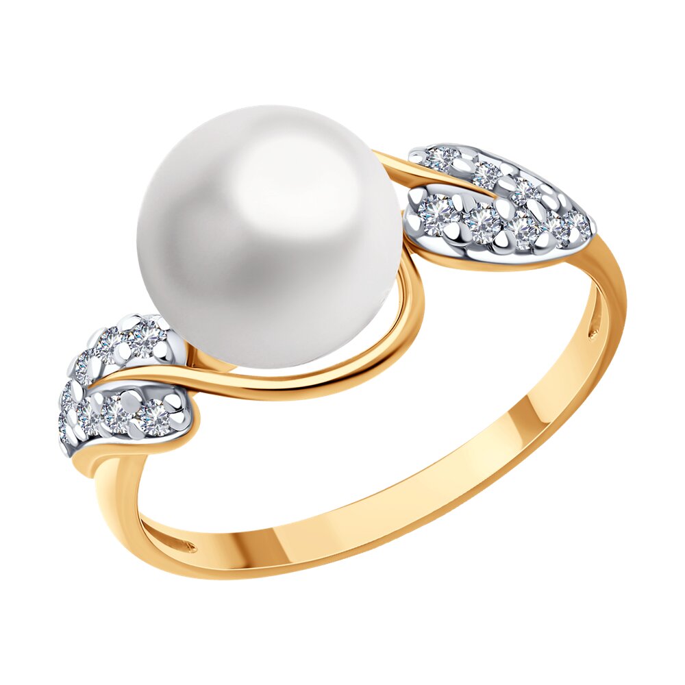Кольцо из серебра Diamant 93-310-01935-1, фианит/жемчуг культивированный