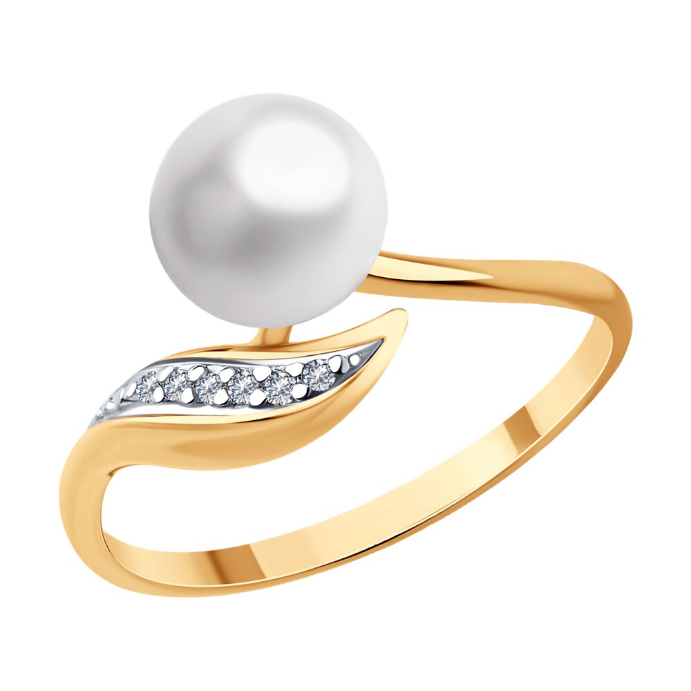 

Кольцо из серебра р.  Diamant 93-310-01934-1, фианит\жемчуг культивированный, 93-310-01934-1