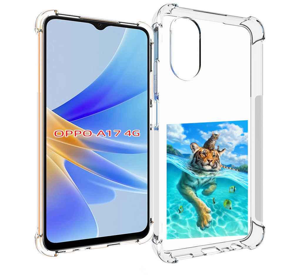 

Чехол MyPads Кот-на-тигре для OPPO A17, Прозрачный, Tocco
