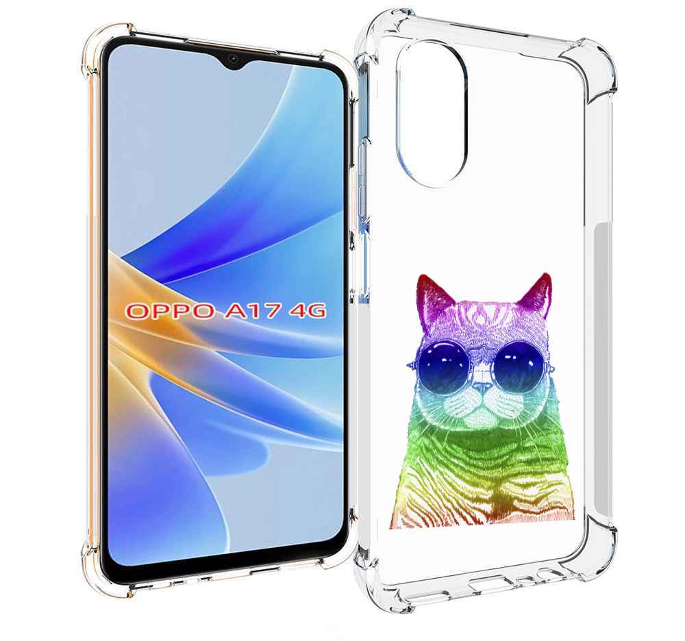 

Чехол MyPads Кот в очках для OPPO A17, Прозрачный, Tocco