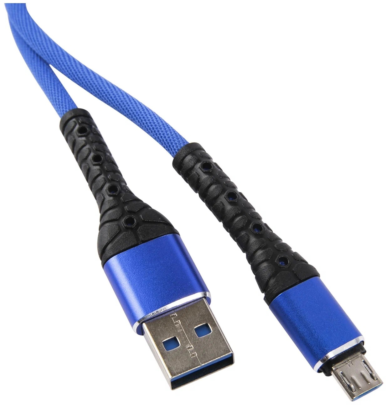 Дата-кабель mObility USB – microUSB, 3А, тканевая оплетка, синий УТ000024534