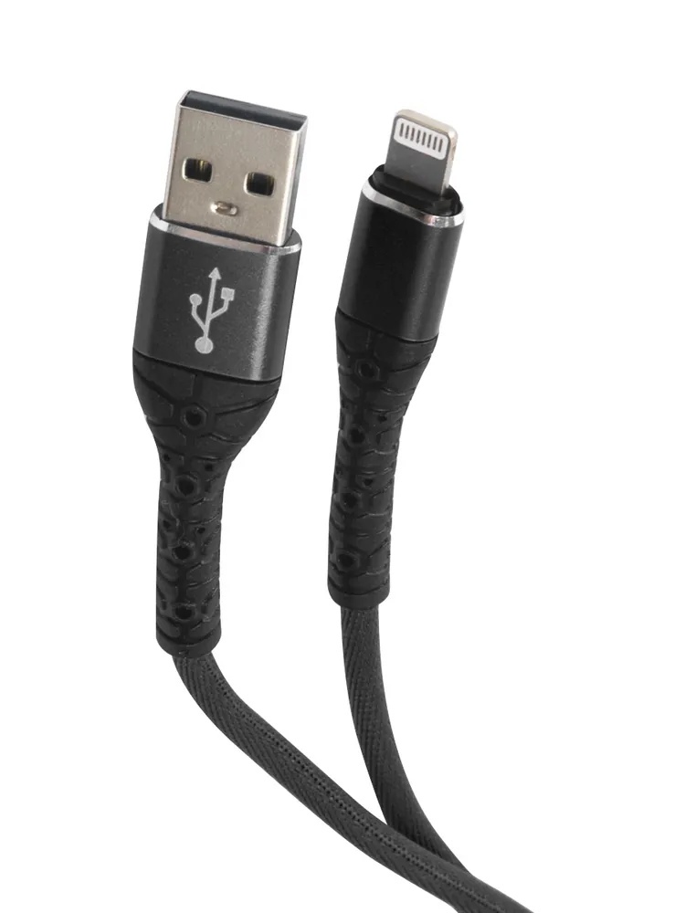 

Дата-кабель mObility USB – Lightning, 3А, тканевая оплетка, черный УТ000024540