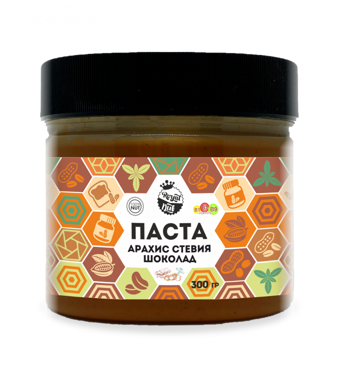 

Паста арахисовая ROYAL NUT со стевией шоколадом (300 гр) 00012, 0