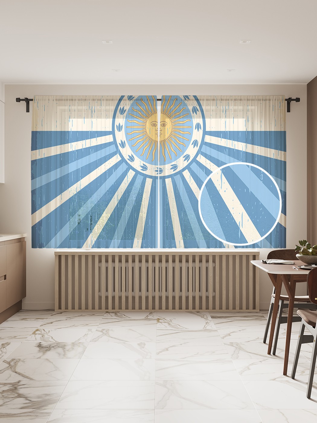 фото Фототюль joyarty "флаг аргентины", 145x180 см (2 полотна со шторной лентой + 50 крючков)