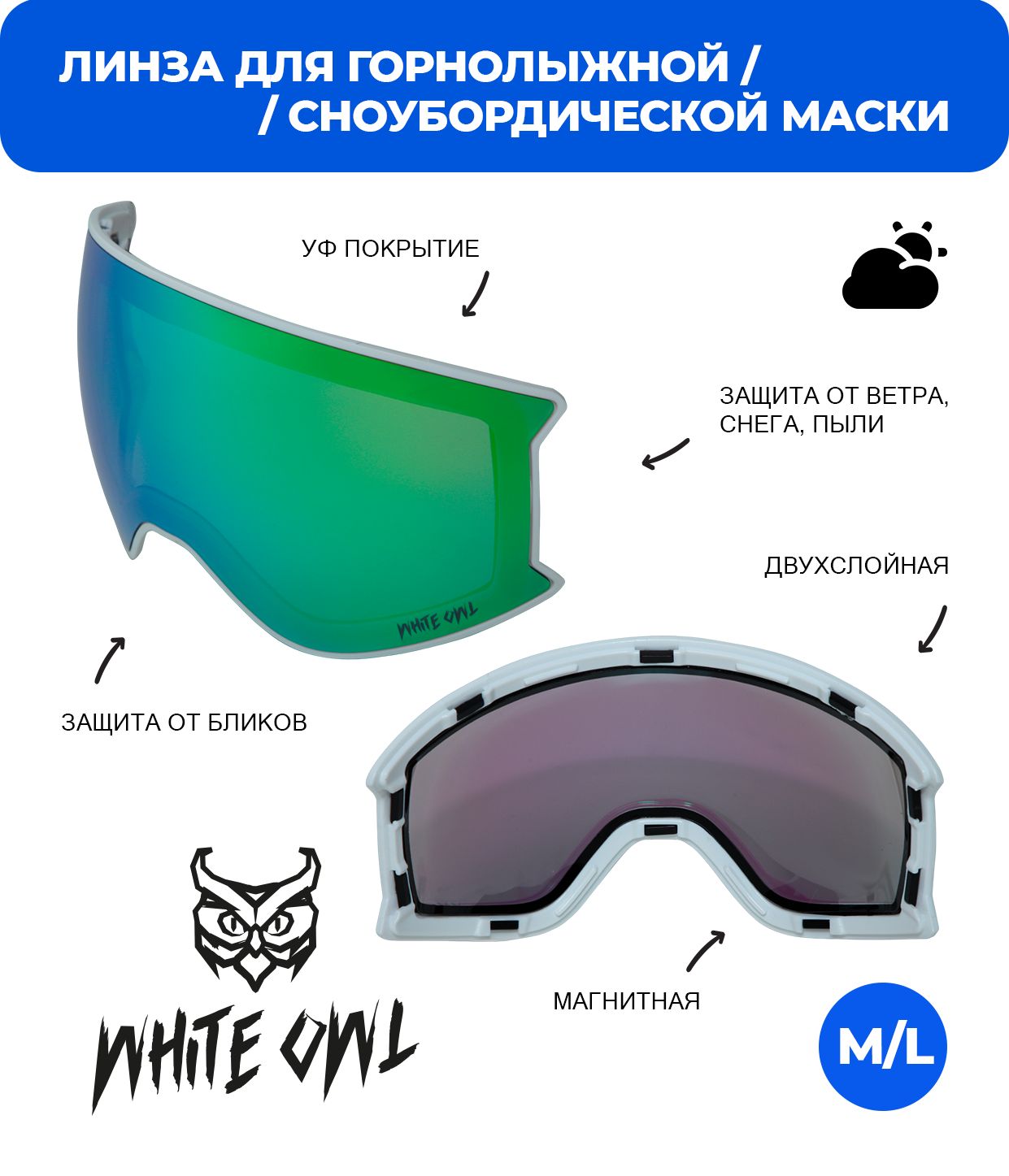 Линза магнитная White Owl FA-079, зеленый