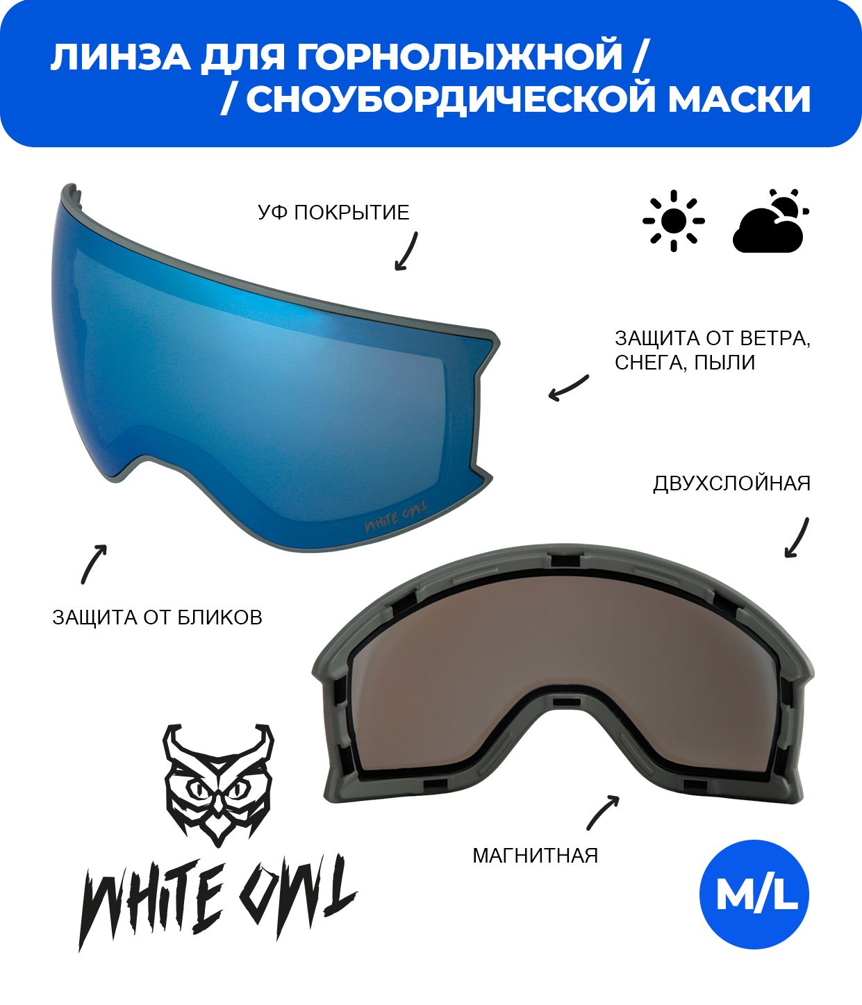 Линза магнитная White Owl FA-079, синий