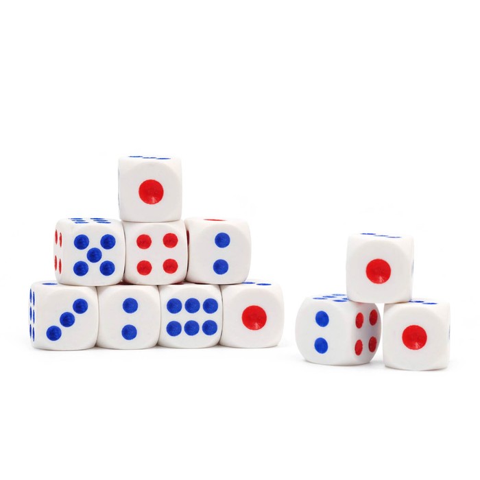 

Кости игральные, 100 шт, 1.4 х 1.4 см (100 шт), Белый
