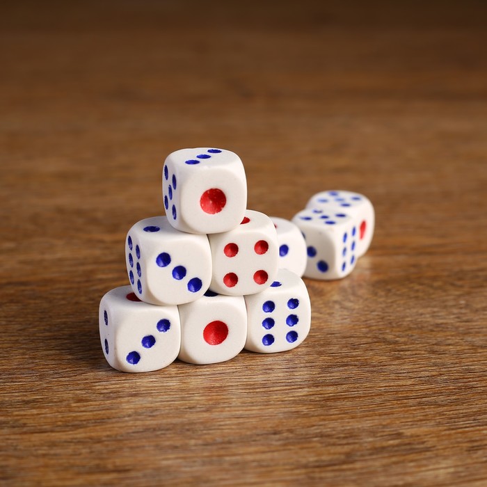 

Кости игральные, 100 шт, 2 х 2см (100 шт), Белый