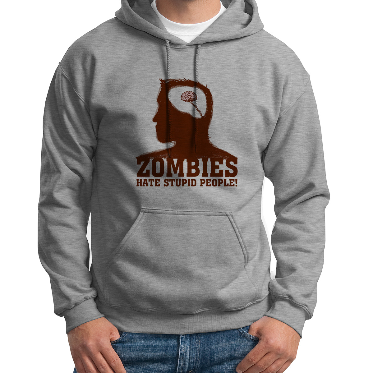 

Худи унисекс CoolPodarok Прикол Мозг Zombies серое 48 RU, S0151502