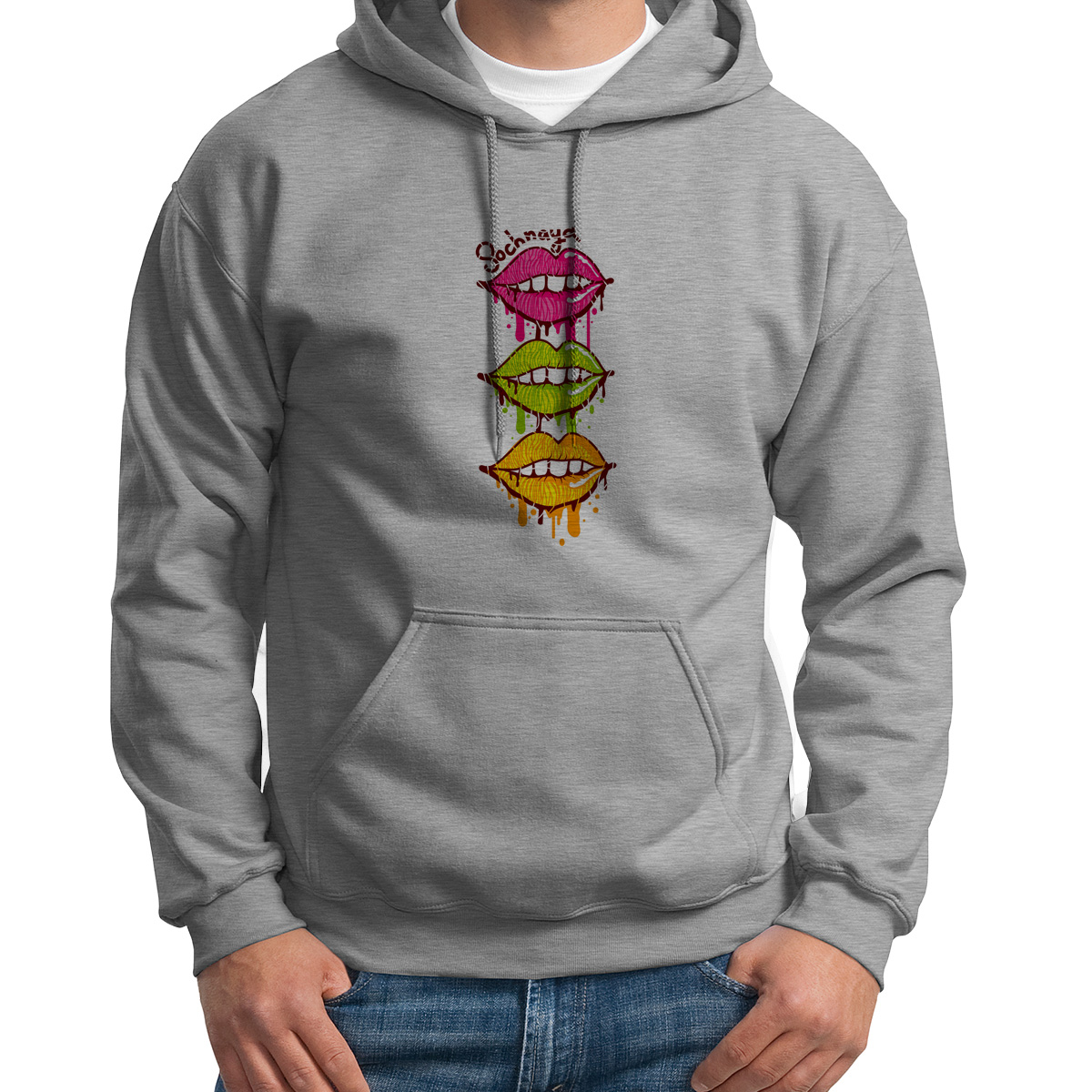 

Худи унисекс CoolPodarok Губы сочная серое 48 RU, S0151492