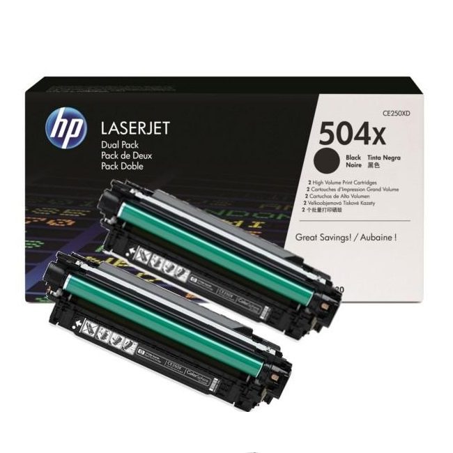 

Картридж двойная упаковка HP 504X, черный / CE250XD, Картридж (двойная упаковка) HP 504X, черный / CE250XD