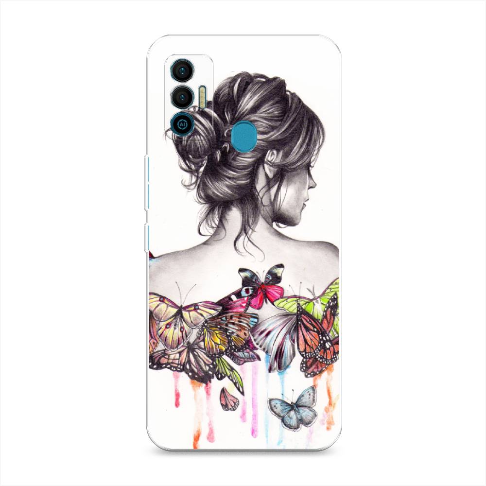 

Чехол Awog на Tecno Spark 7 "Девушка с бабочками", Разноцветный, 301050-10