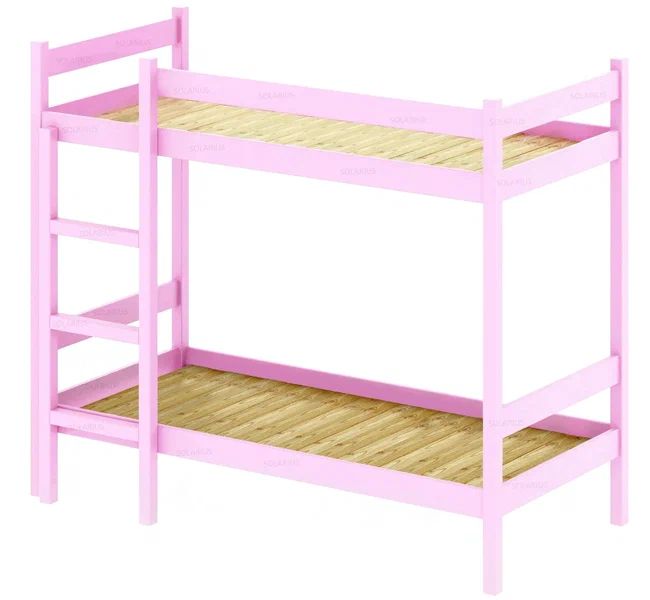 Кровать двухъярусная Solarius сплошное основание 190х80, цвет розовый