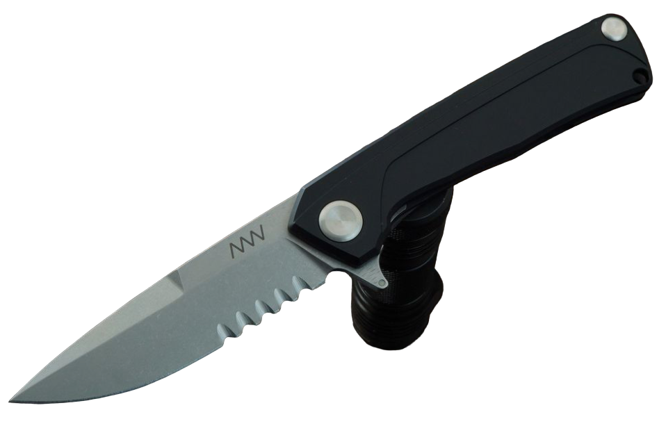 

Складной нож ANV Z100 (frame lock, дюраль, серрейтор, Sleipner), Черный