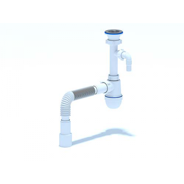 

Сифон Ани 1-1/2" х 40 с носиком с гибкой трубкой 40х40/50 С0315, Белый