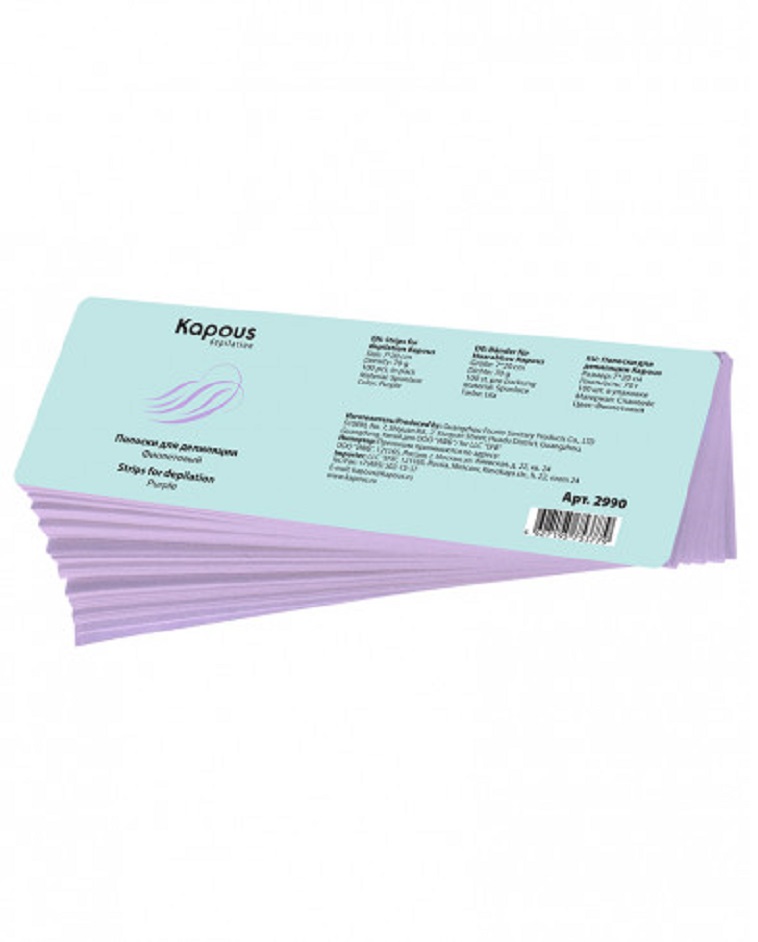 Полоски для депиляции Kapous Professional Depilation фиолетовый 7*20 см 100 шт./уп. kapous полоски для депиляции графит 7 20 см depilation 100 шт