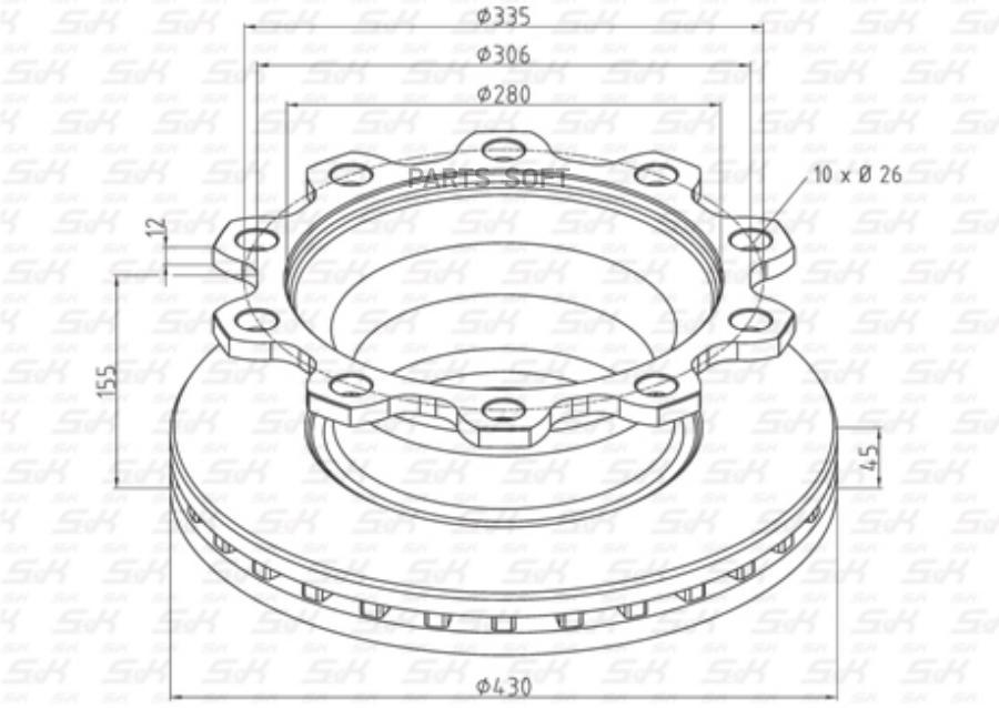

Диск Тормозной 430/280X45/155 10N-335-D..