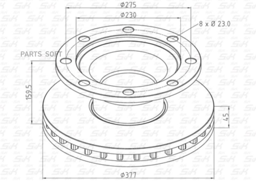 

Диск Тормозной 377/290X45/160,10N,С Abs