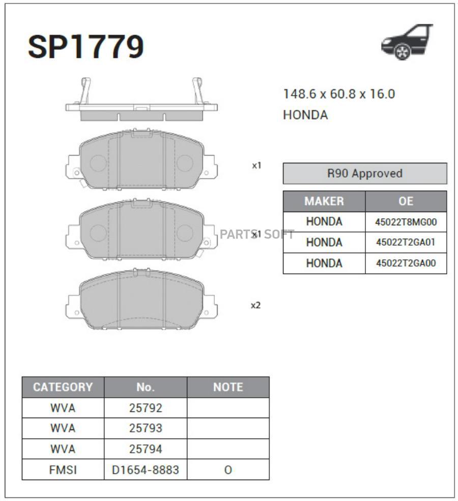 

Тормозные колодки Sangsin brake передние SP1779