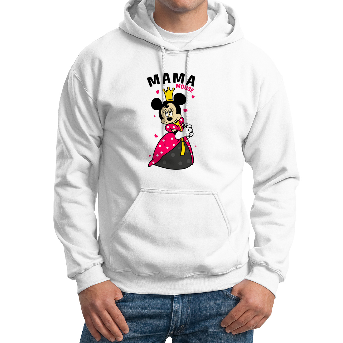 

Худи унисекс CoolPodarok Прикол Семья Мама mouse белое 46 RU, Белый, M0151889