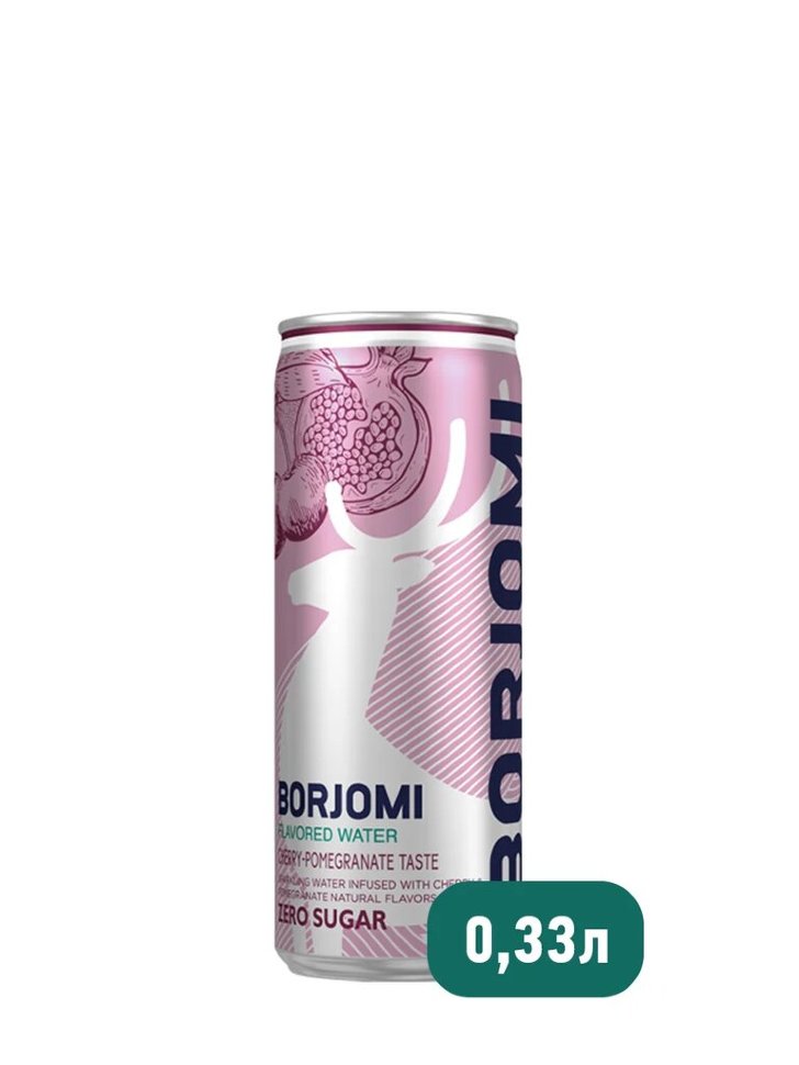 Напиток газированный Borjomi Flavored Water Вишня-Гранат без сахара, ж/б 0.33 л