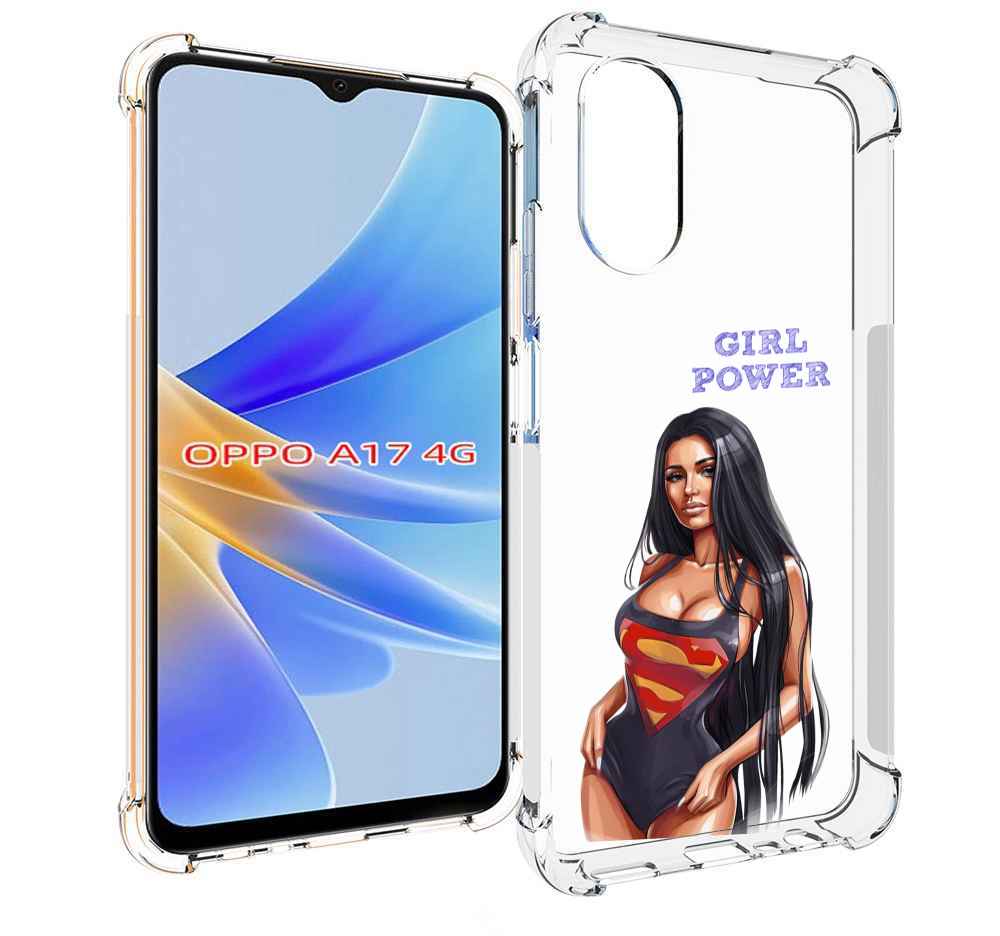 

Чехол MyPads Девушка-супермен женский для OPPO A17, Прозрачный, Tocco