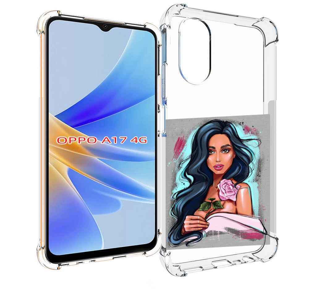 

Чехол MyPads Девушка-с-розовой-розочкой женский для OPPO A17, Прозрачный, Tocco