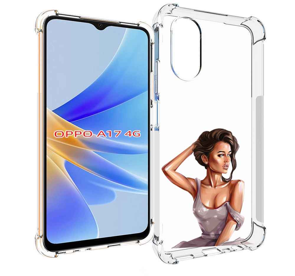 

Чехол MyPads Девушка-с-прической женский для OPPO A17, Прозрачный, Tocco