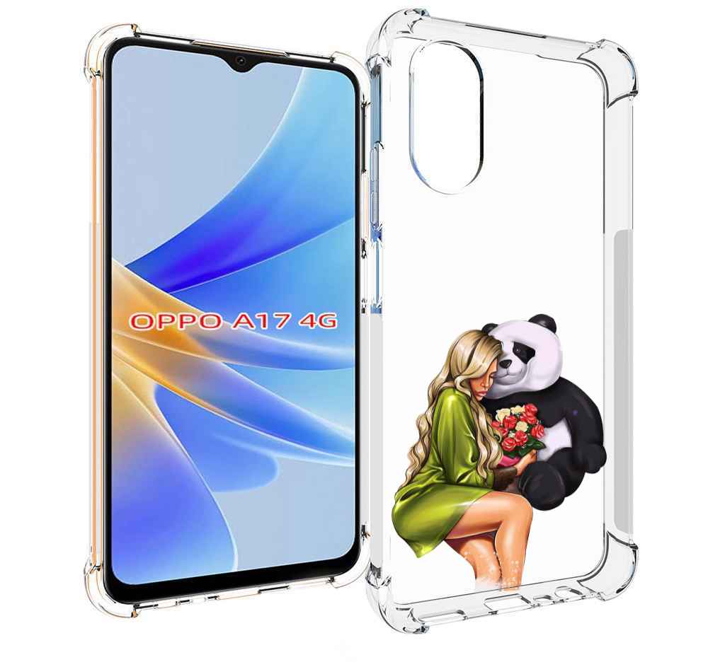 

Чехол MyPads Девушка-с-пандой-с-букетом женский для OPPO A17, Прозрачный, Tocco