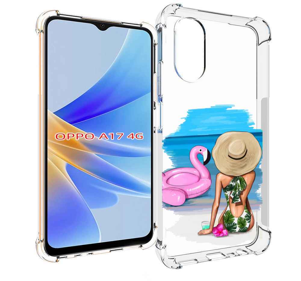 

Чехол MyPads Девушка-и-фламинго женский для OPPO A17, Прозрачный, Tocco