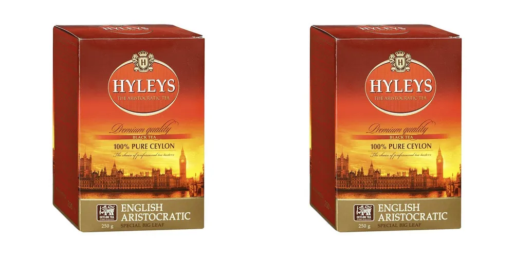 

Чай листовой HYLEYS Английский Аристократический, особо крупный лист, черный, 250 г х 2 шт, черный