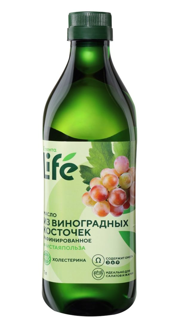 Масло виноградной косточки Лента Life рафинированное 1 л