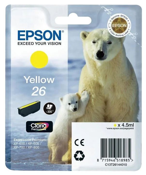

Картридж для струйного принтера Epson (C13T26144010) желтый, оригинальный
