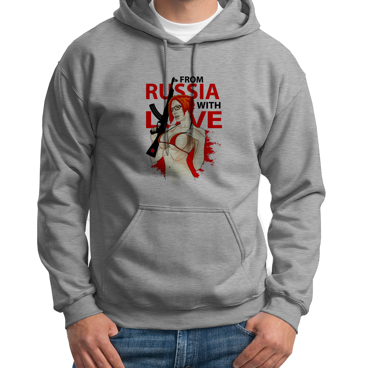 

Худи унисекс CoolPodarok Прикол Девушка From russia серое 48 RU, S0151373