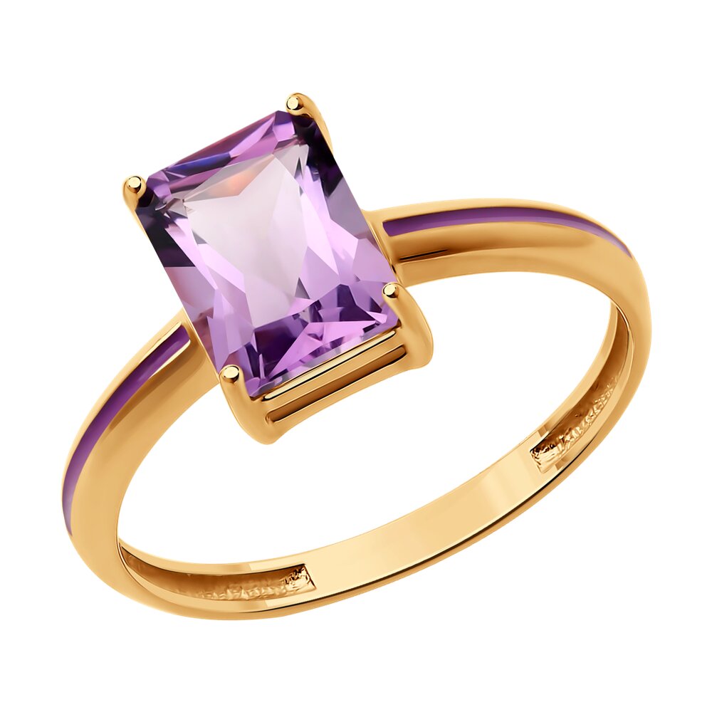

Кольцо из красного золота р. 18,5 Diamant 51-310-02171-3, эмаль\аметист, 51-310-02171-3