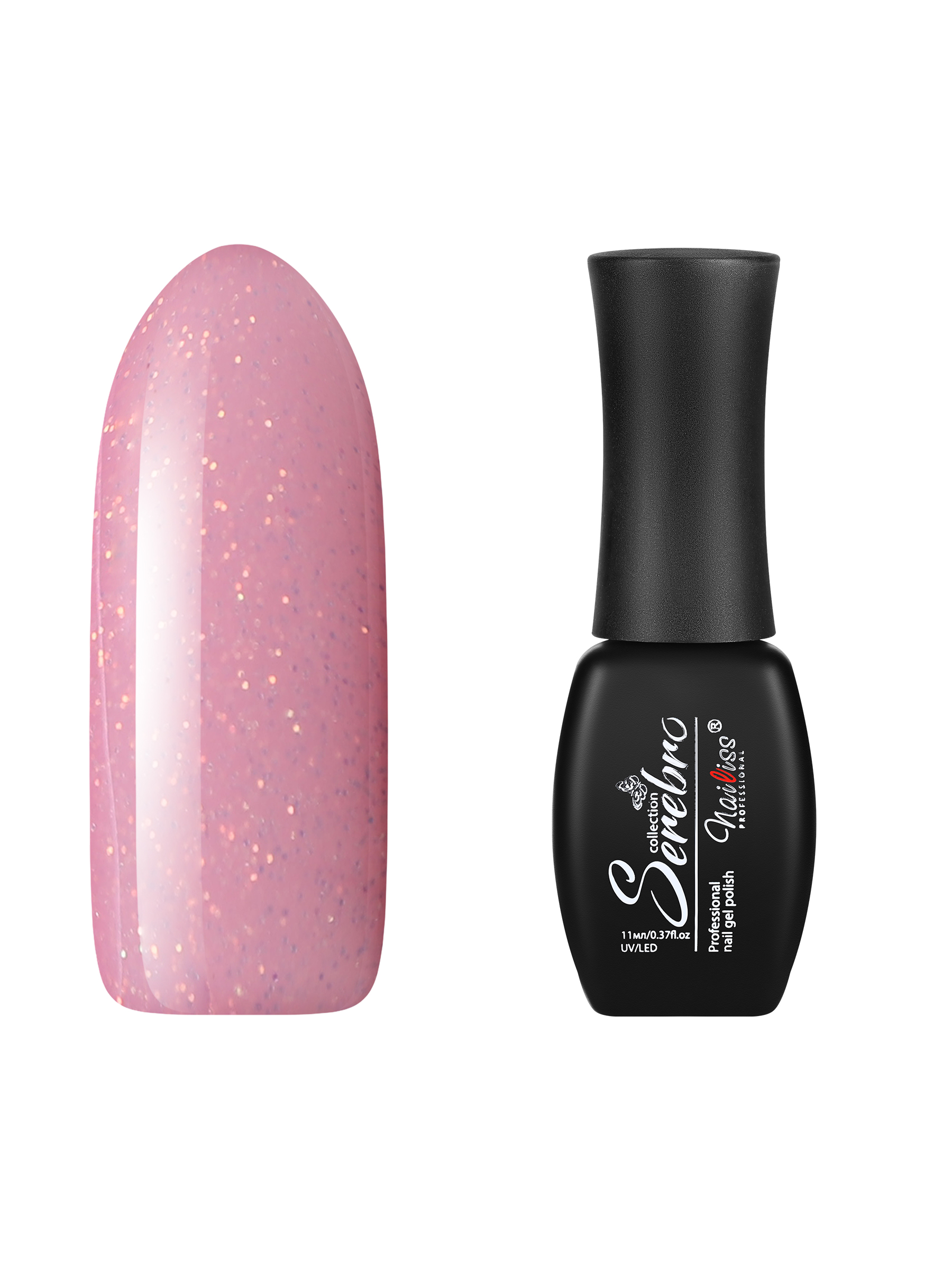 Гель-лак для ногтей Serebro с блестками, гипоаллергенный плотный насыщенный розовый, 11 мл перо декоративное страуса розовый зефир h 15 20 см