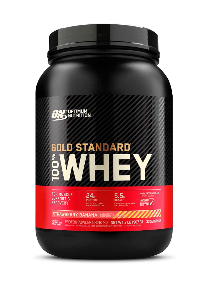 фото Сывороточный протеин optimum nutrition gold standard 100% whey 2 lb strawberry banana