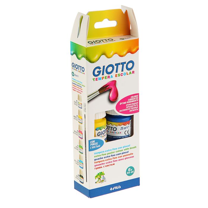 

Гуашь художественная набор 6 цветов*25 мл GIOTTO PAINT POT +кисть 356600