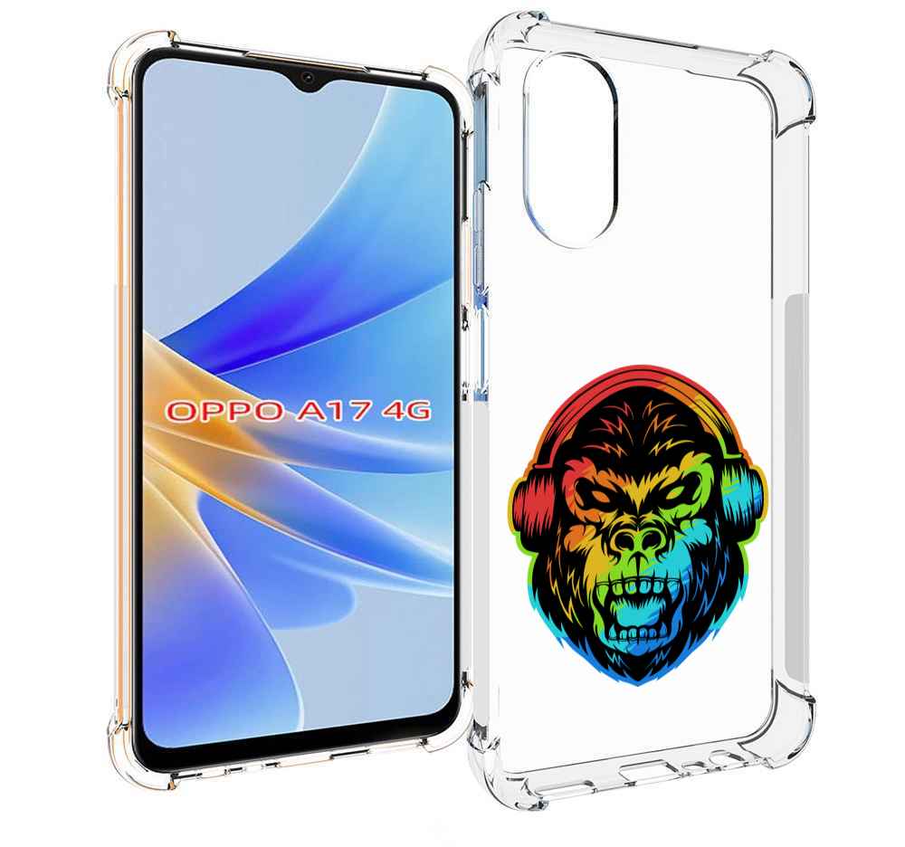 

Чехол MyPads Горилла-в-наушниках для OPPO A17, Прозрачный, Tocco