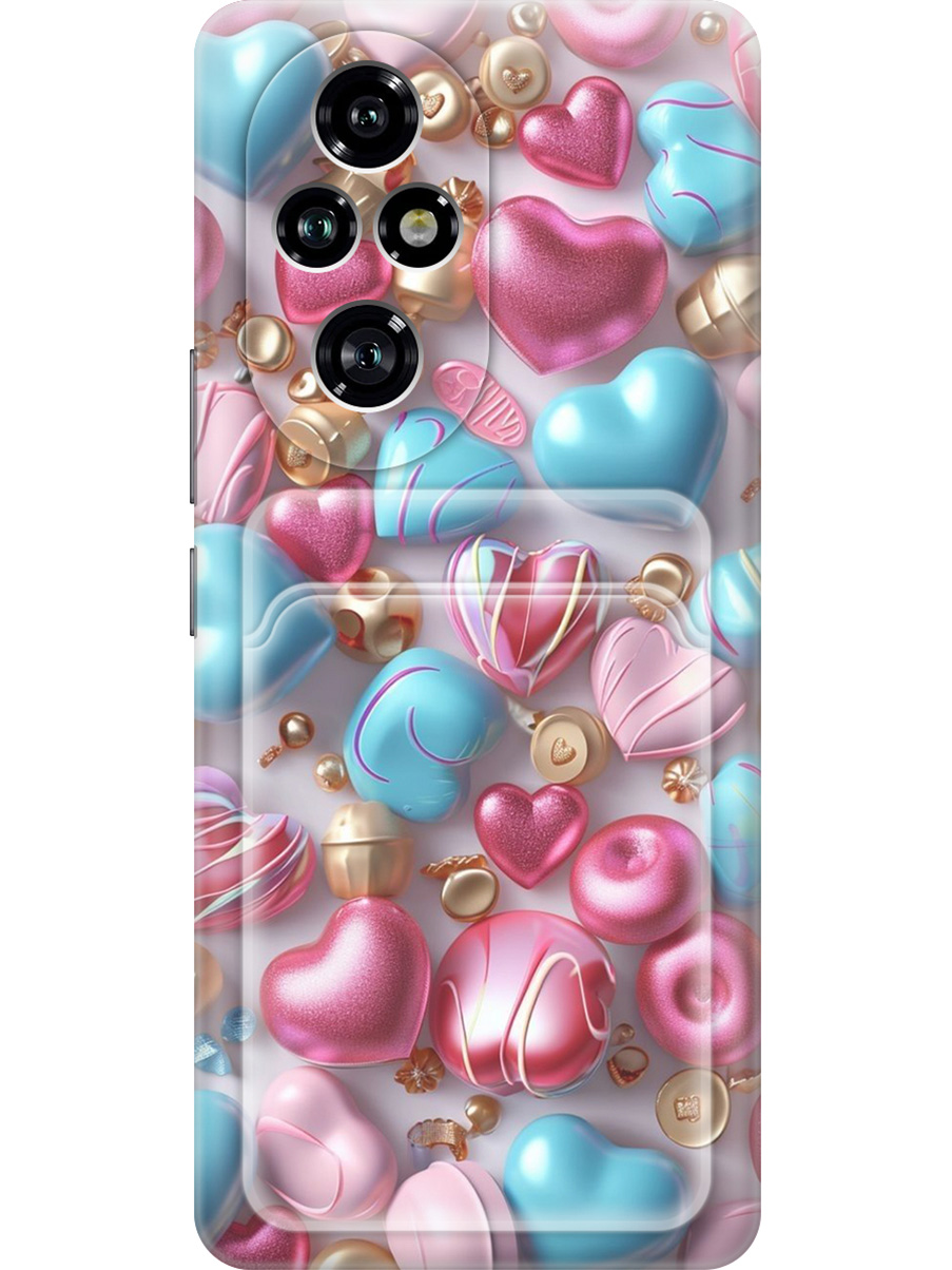 

Силиконовый чехол на Honor 200 pro с принтом с карманом для карты прозрачный 806920, Прозрачный;голубой;розовый, 783979691