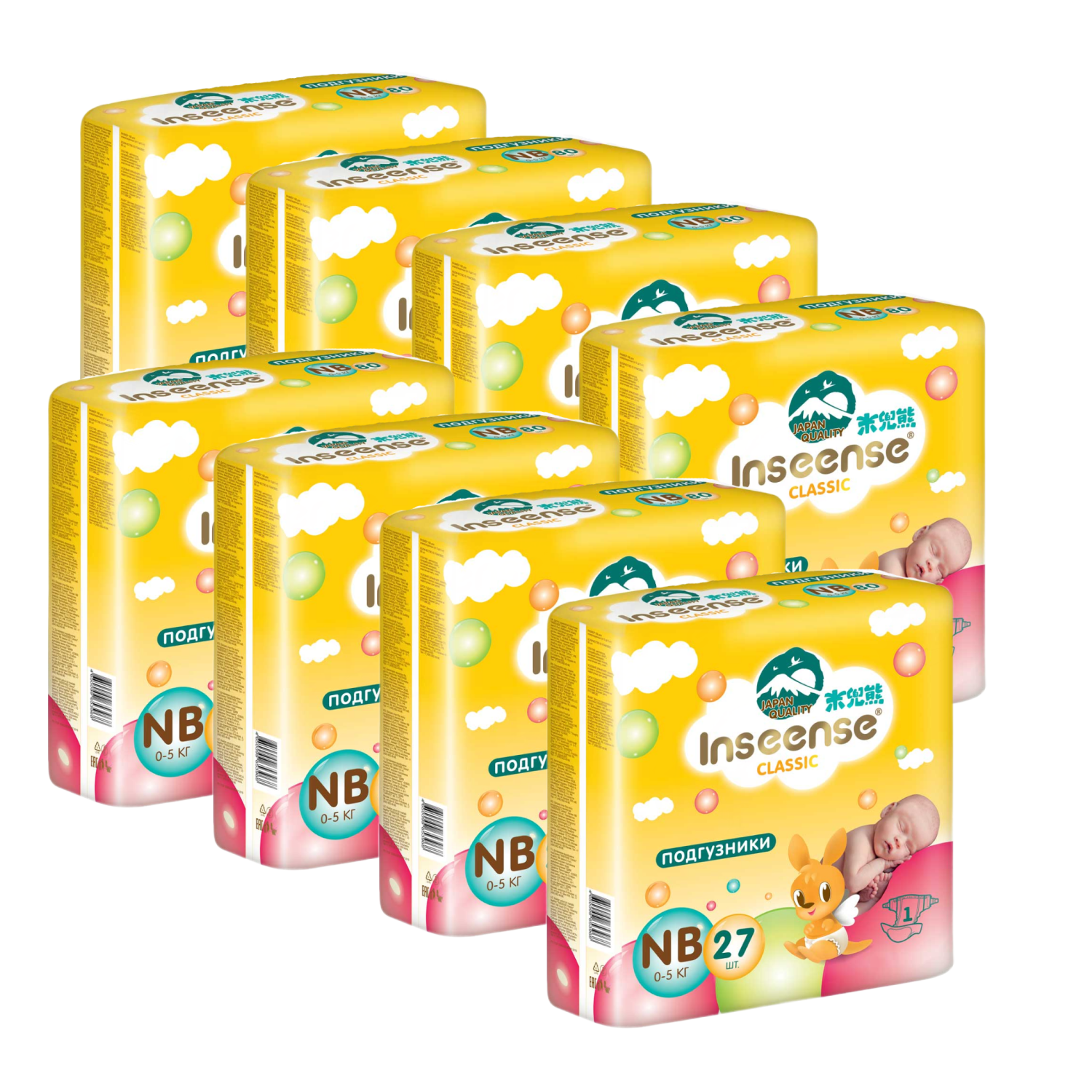 

Подгузники Inseense Classic NB 0-5 кг 27 шт упаковка 8 шт